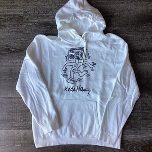 GAP x Keith Haring Boombox Graffiti Art Hoodie Sweatshirt - White Size L